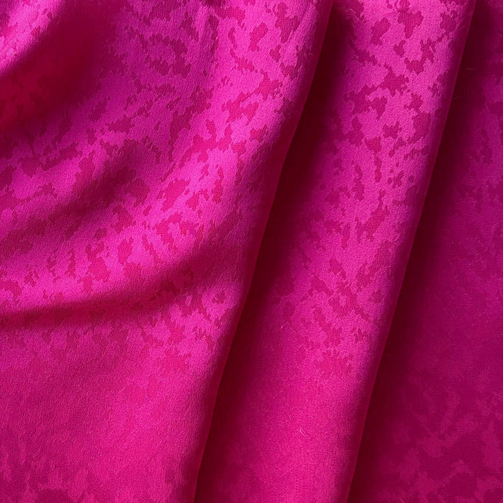 Magenta Flame Abstracted Silk Jacquard Charmeuse (Made in France)