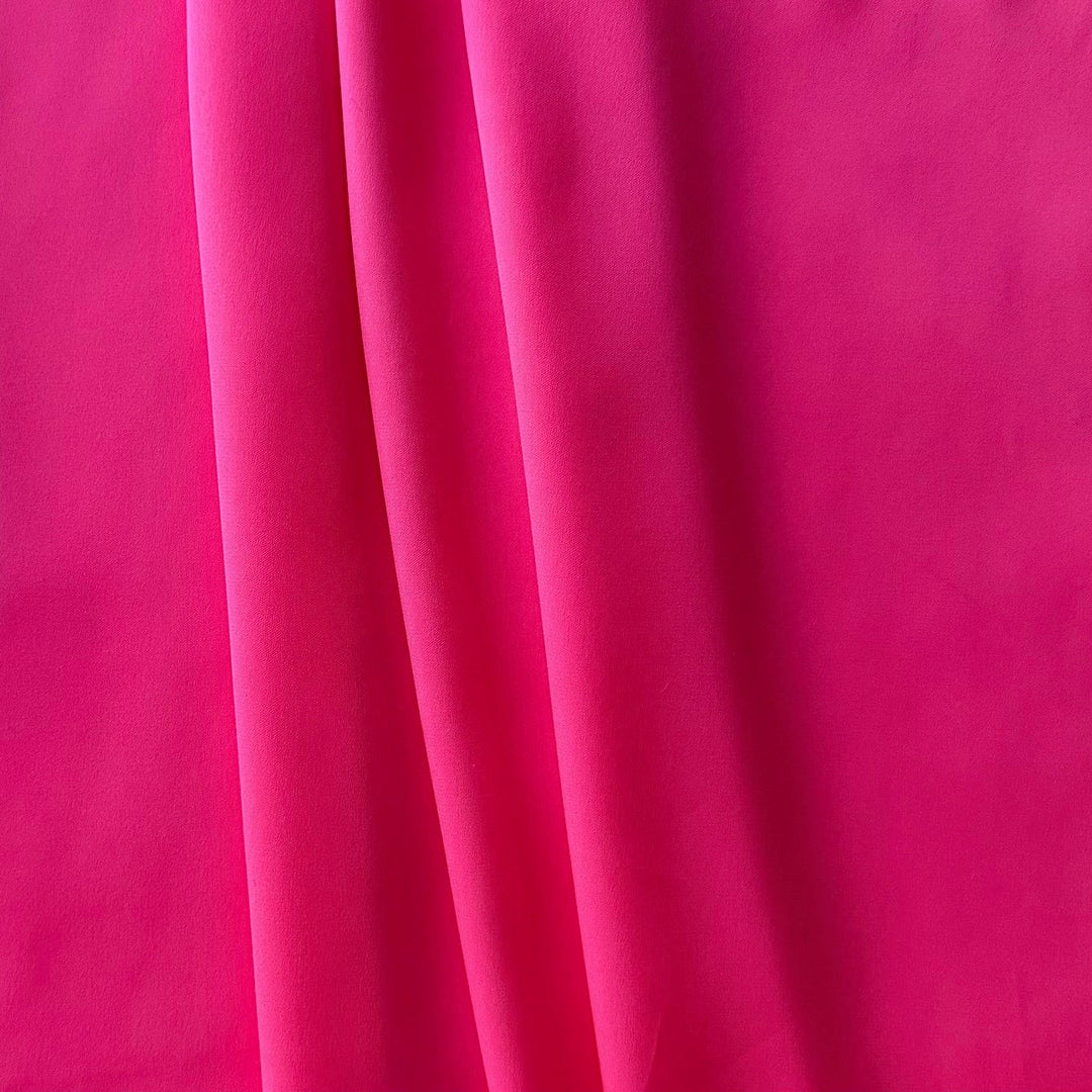 Gleaming Fluorescent Pink Double-Faced Stretch Silk Satin Charmeuse (Made in Korea)