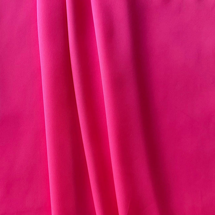 Gleaming Fluorescent Pink Double-Faced Stretch Silk Satin Charmeuse (Made in Korea)