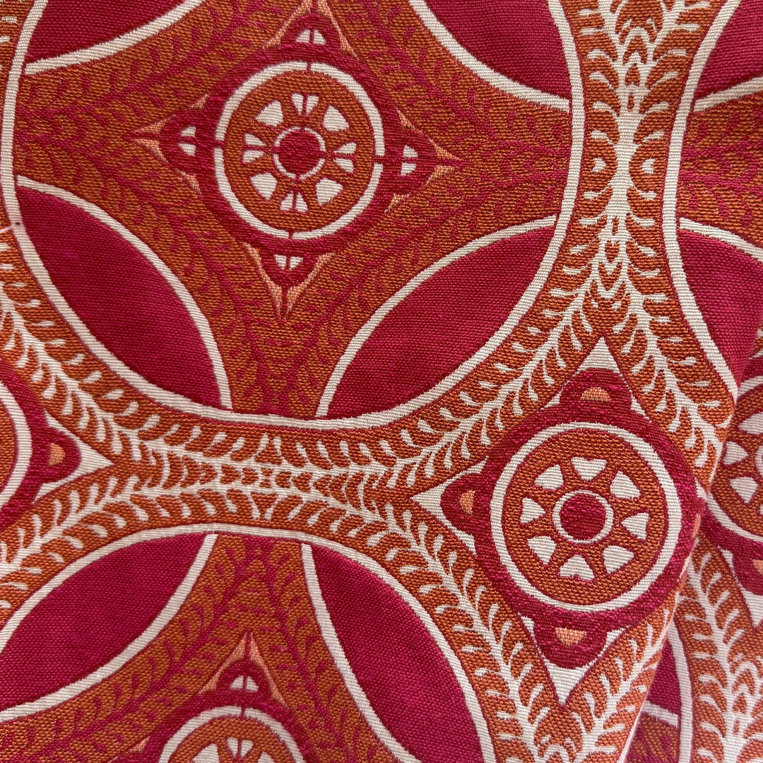 Mango & Amaranth Circular Medallions Cotton Blend (Made in Spain)