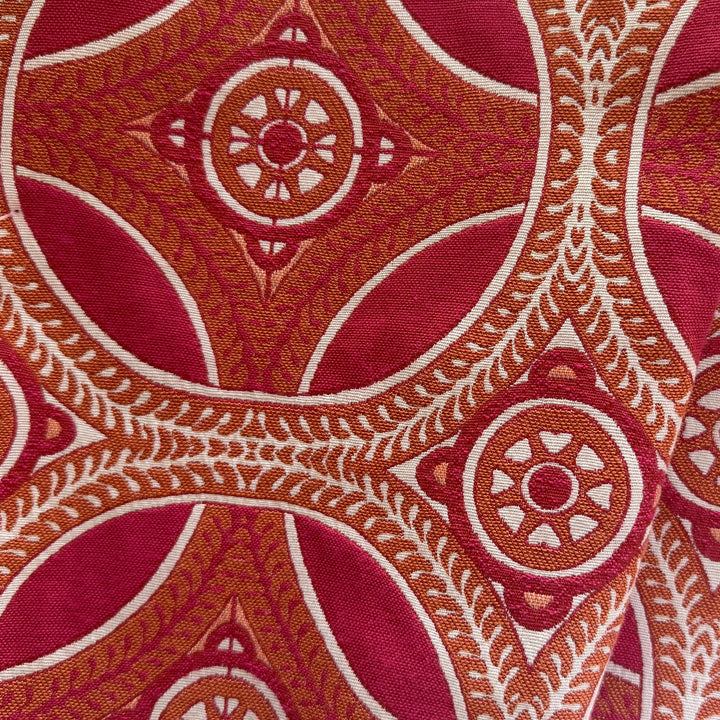 Mango & Amaranth Circular Medallions Cotton Blend (Made in Spain)