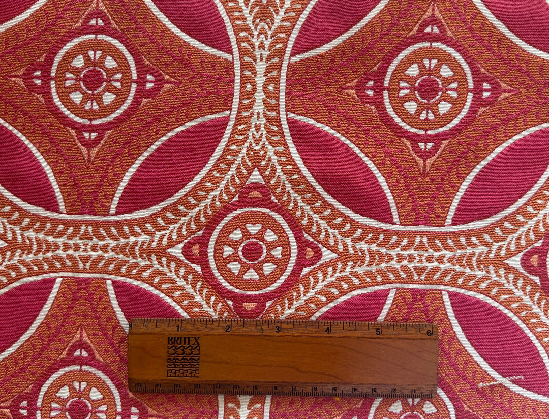Mango & Amaranth Circular Medallions Cotton Blend (Made in Spain)