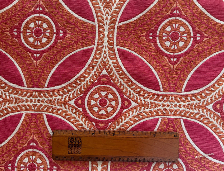 Mango & Amaranth Circular Medallions Cotton Blend (Made in Spain)