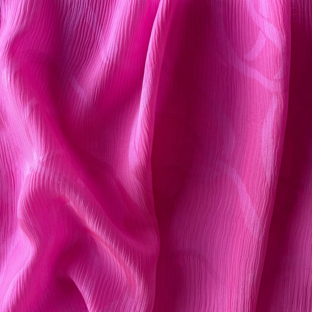 Barbie Pink Abstract Crinkled Silk Jacquard (Made in Italy)