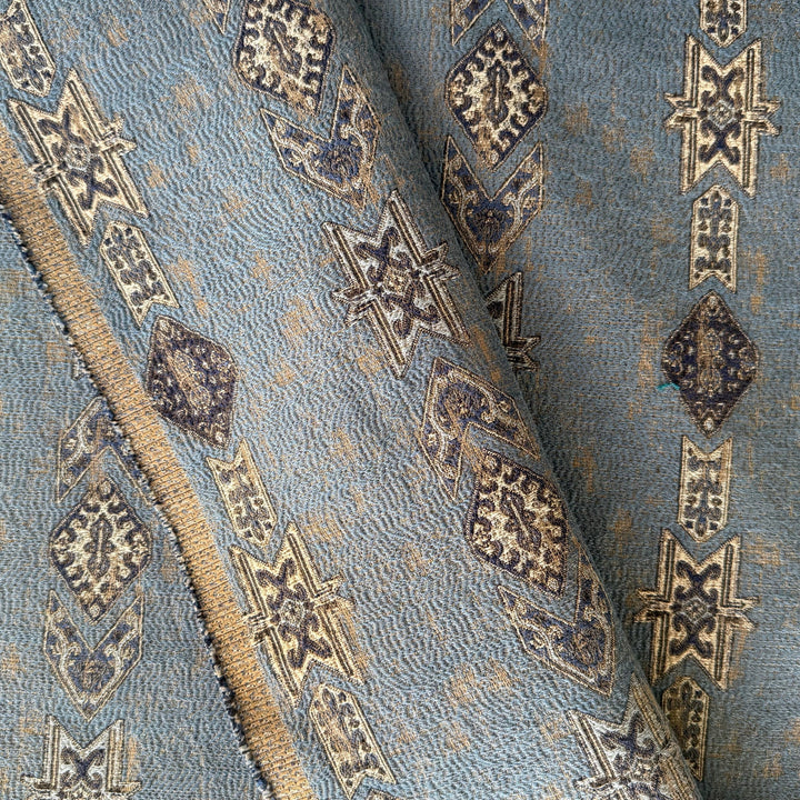 Blue Mood Distressed Kilim Rayon Blend Tapestry (Made in Turkey)