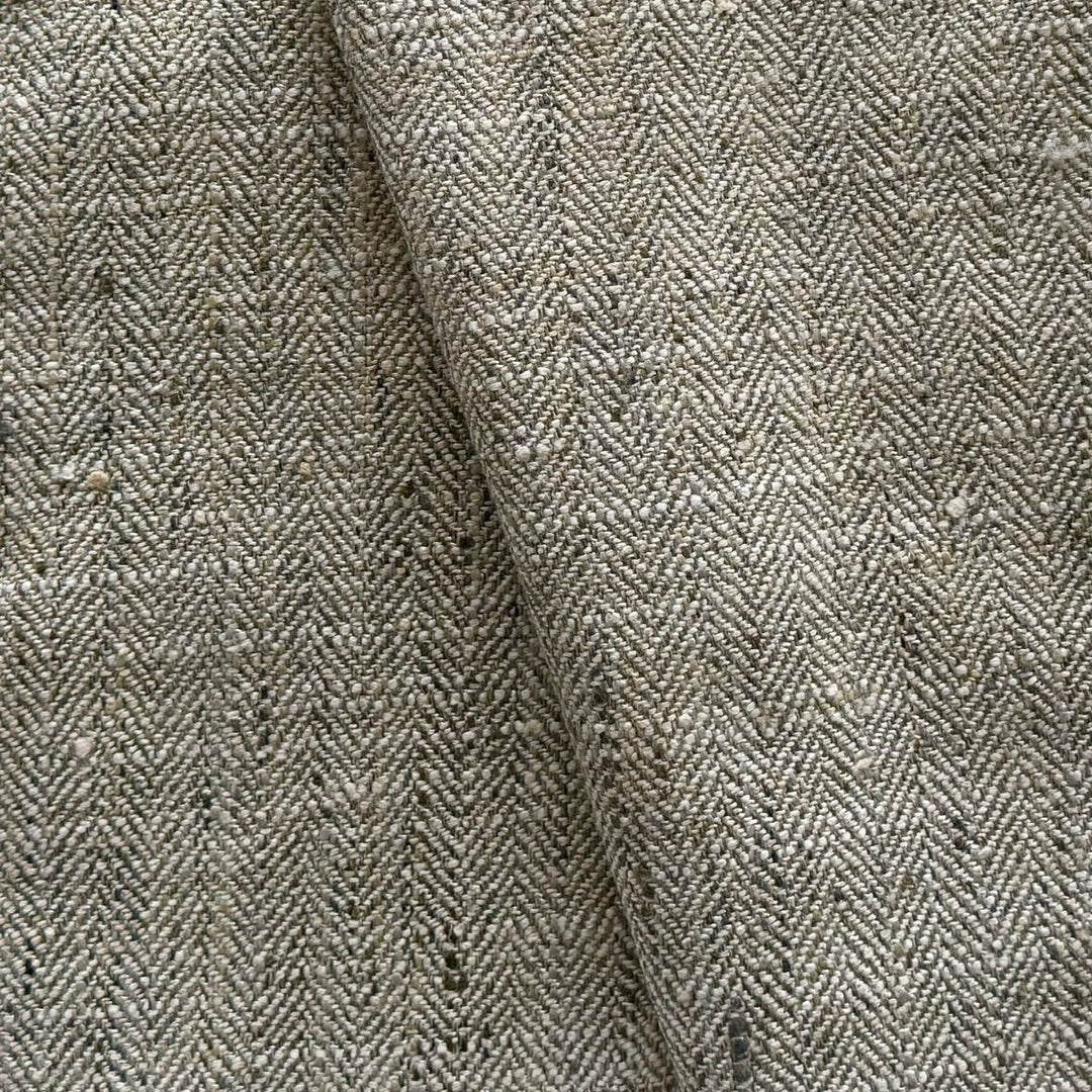 Classic Neutral Flax Herringbone Polyerster (Made in India)
