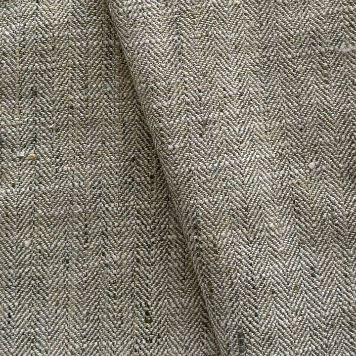 Classic Neutral Flax Herringbone Polyerster (Made in India)