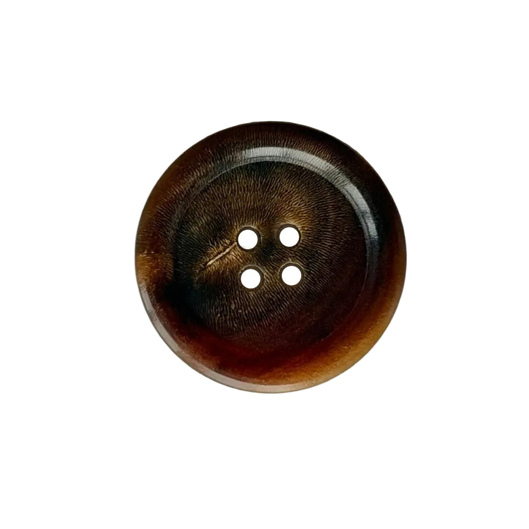1" Caramel Tortoise 4-Hole Horn Button (Made in Spain)