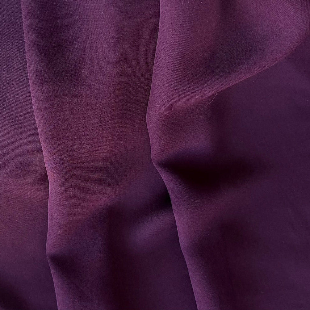 Italian Plum Silk Crepe Georgette (Made in Italy)