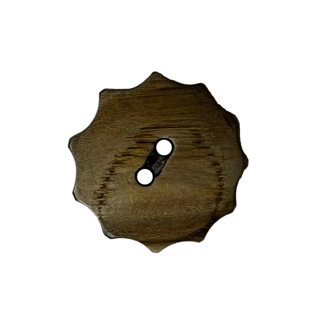 1 1/8" Cool Raw Umber Polygon 2-Hole Horn Button (Made in Spain)