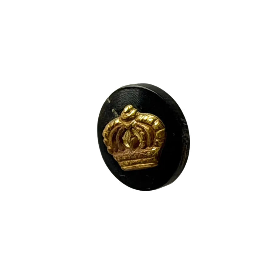 1/2" Gold Coronet Midnight Brown Horn Button (Made in Spain)