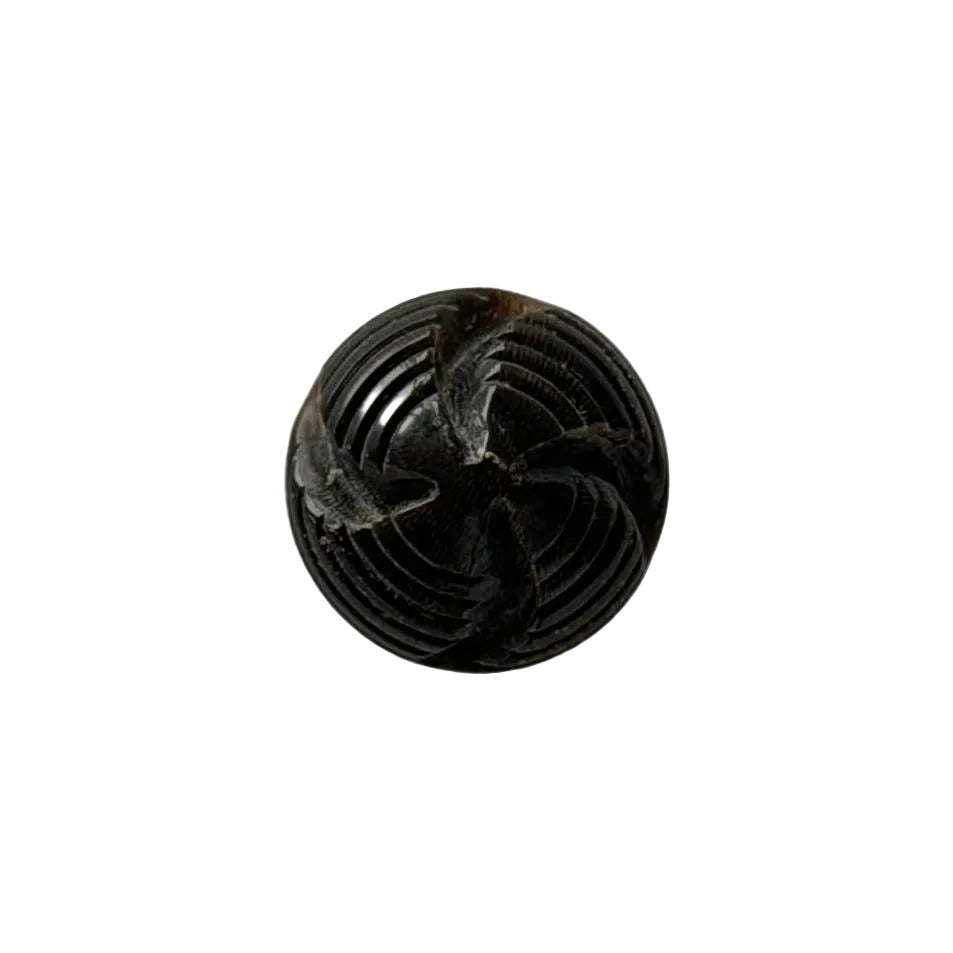 9/16" Whirligig Coffee Brown Horn Button (Made in Spain)