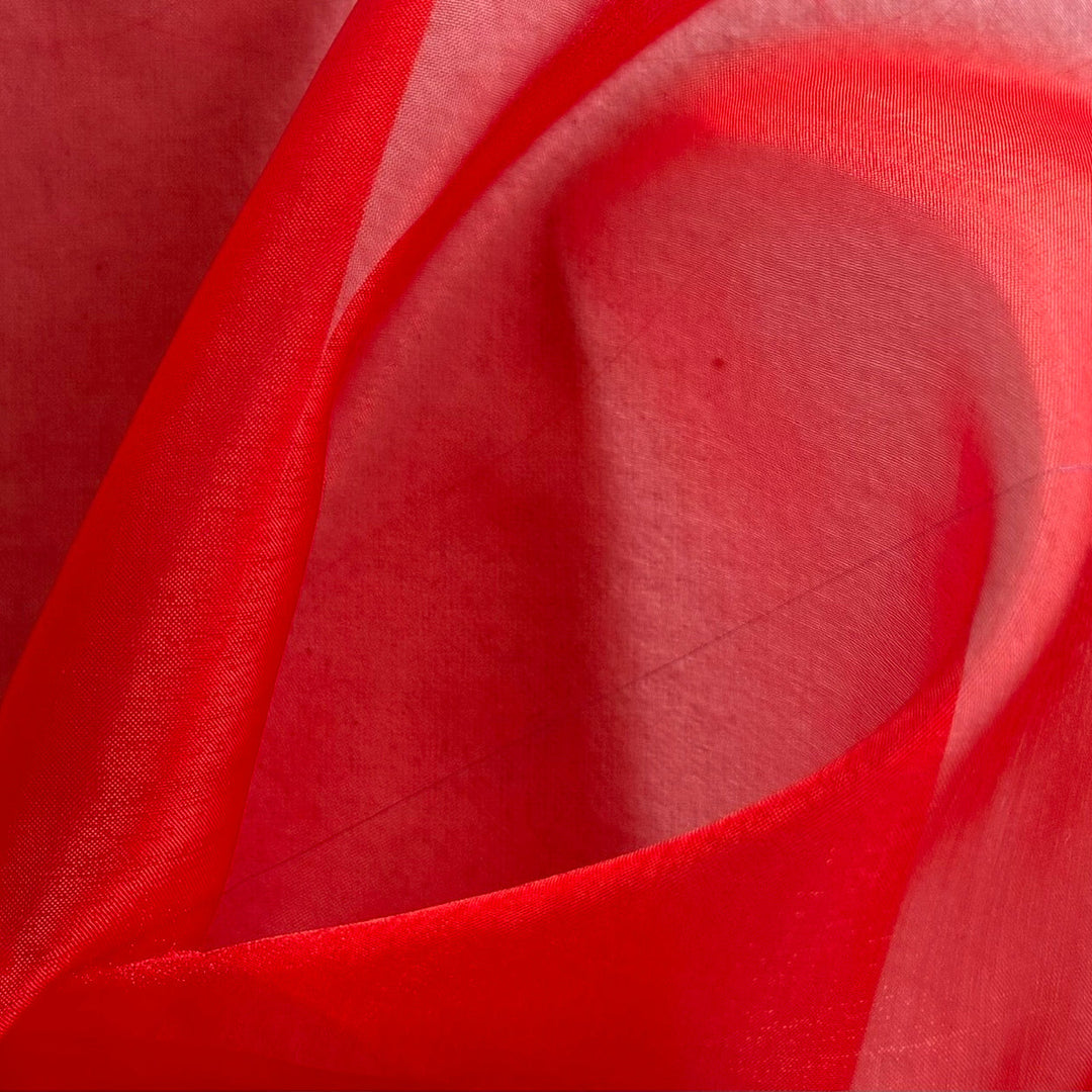 Sheer Lipstick Red Crisp Polyester Sparkle Organza