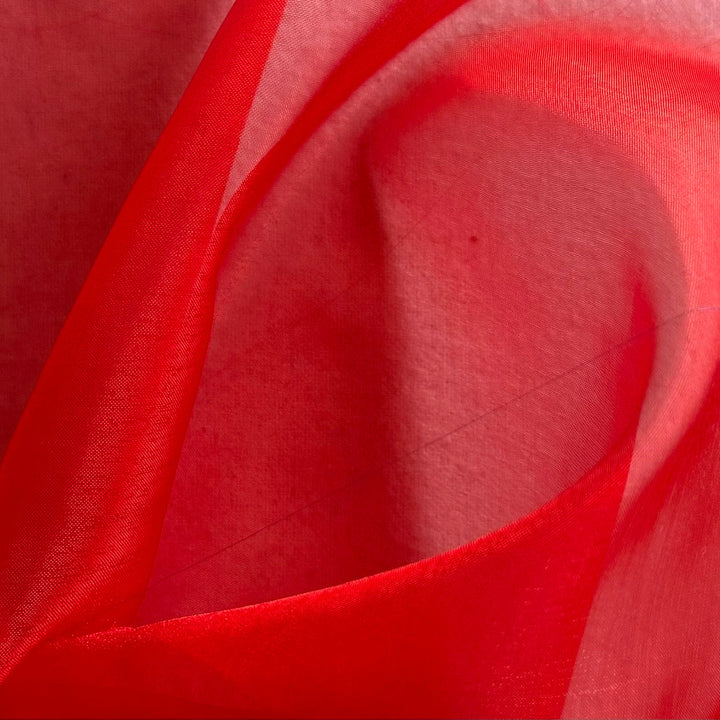 Sheer Lipstick Red Crisp Polyester Sparkle Organza