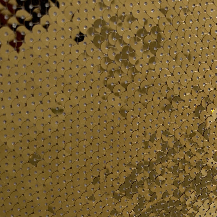 Dense Golden Sequins on Polyester Organza (Made in USA)