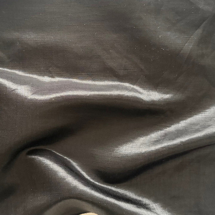 High-End Mid-Weight Onyx Glossy Silk Blend Satin (Made in Italy)