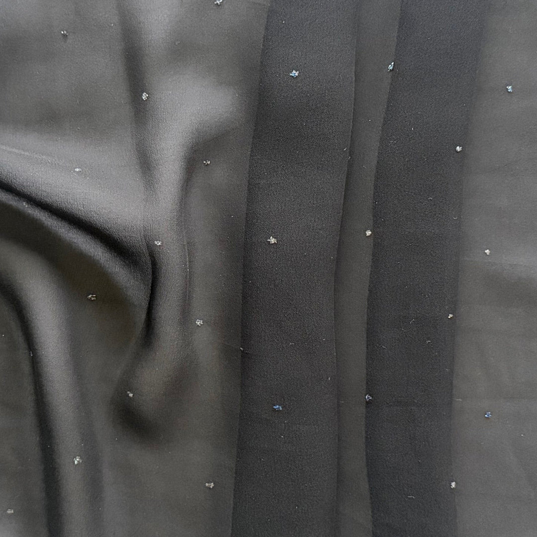 Clerici Tessuto Sheer Embroidered Silver Snow Silk Chiffon (Made in Italy)