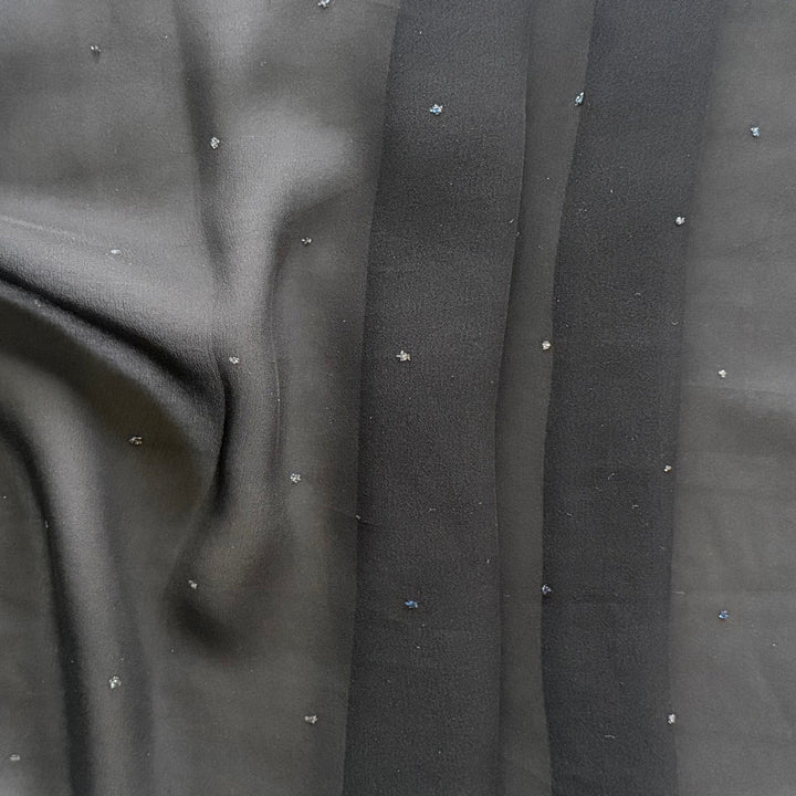 Clerici Tessuto Sheer Embroidered Silver Snow Silk Chiffon (Made in Italy)