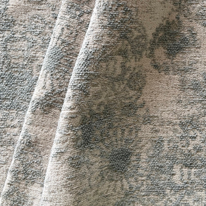 Heavy Duty Aquamarine & Beige Abstraction Rayon Blend Chenille (Made in Turkey)
