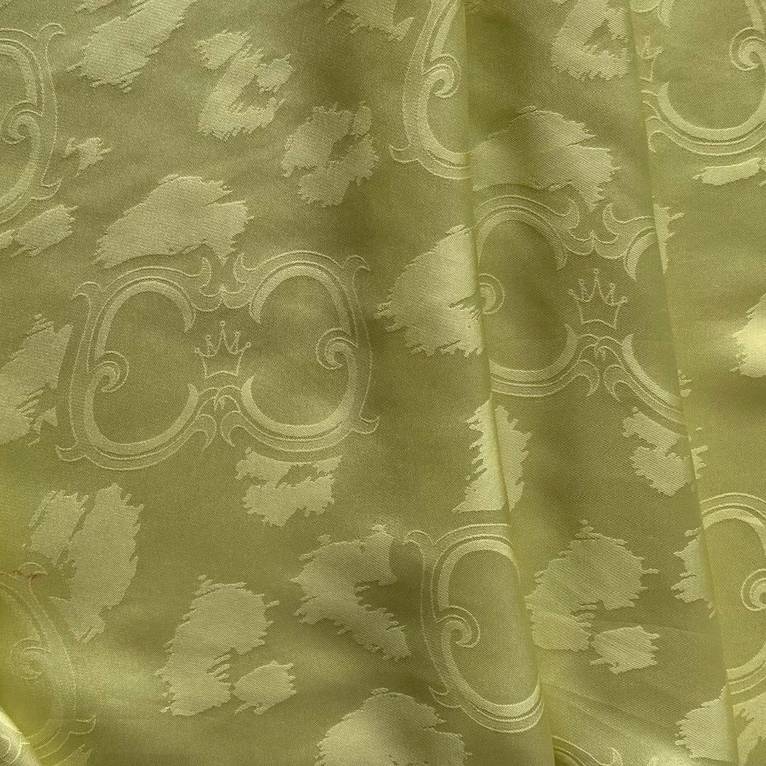 Cavalli Absinthe Swirls & Crowns Silk Satin Charmeuse Jacquard (Made in Italy)