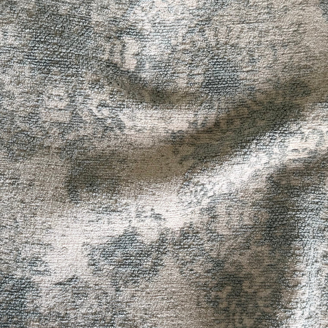Heavy Duty Aquamarine & Beige Abstraction Rayon Blend Chenille (Made in Turkey)