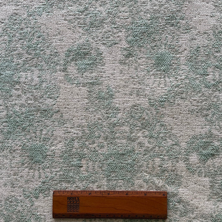 Heavy Duty Celadon & Cream Abstraction Rayon Blend Chenille (Made in Turkey)