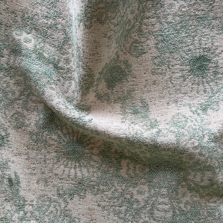 Heavy Duty Celadon & Cream Abstraction Rayon Blend Chenille (Made in Turkey)