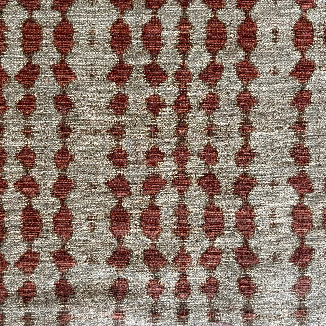 Mid-Weight Terre Cotta Dots on Beige Polyester (Made in USA)