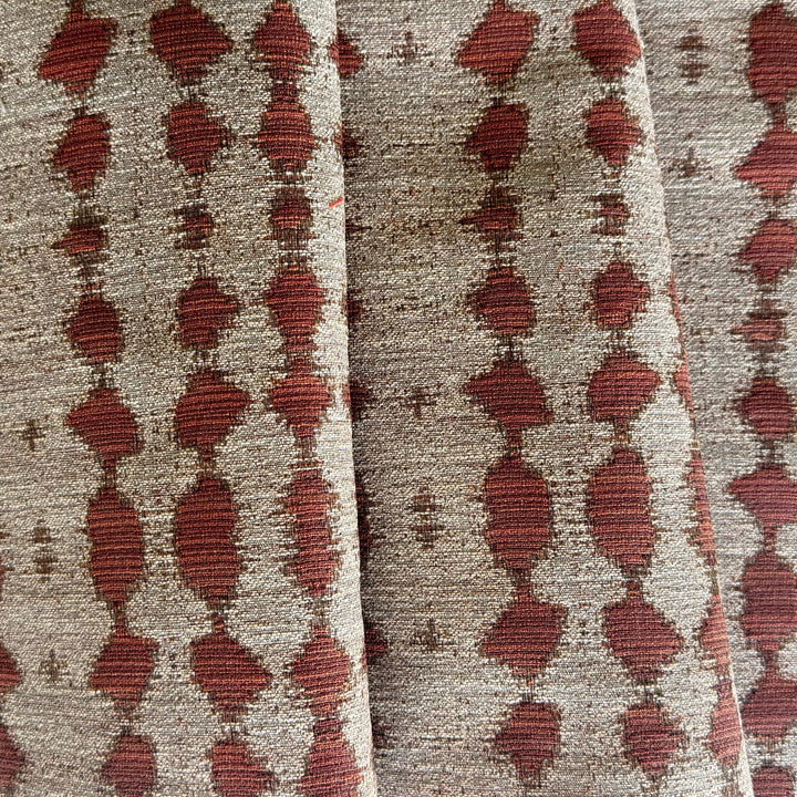 Mid-Weight Terre Cotta Dots on Beige Polyester (Made in USA)