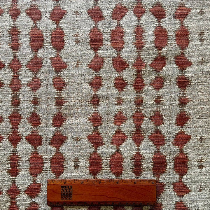 Mid-Weight Terre Cotta Dots on Beige Polyester (Made in USA)