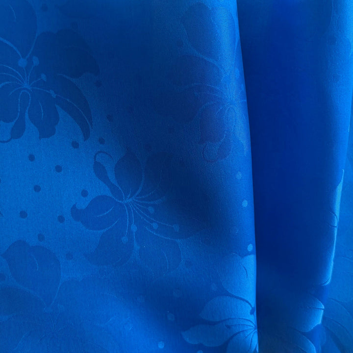 Royal Blue Lilies & Dots Silk Organza Jacquard (Made in Italy)