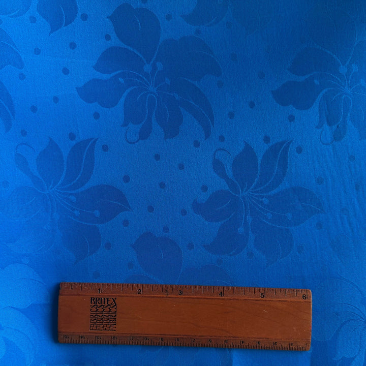 Royal Blue Lilies & Dots Silk Organza Jacquard (Made in Italy)