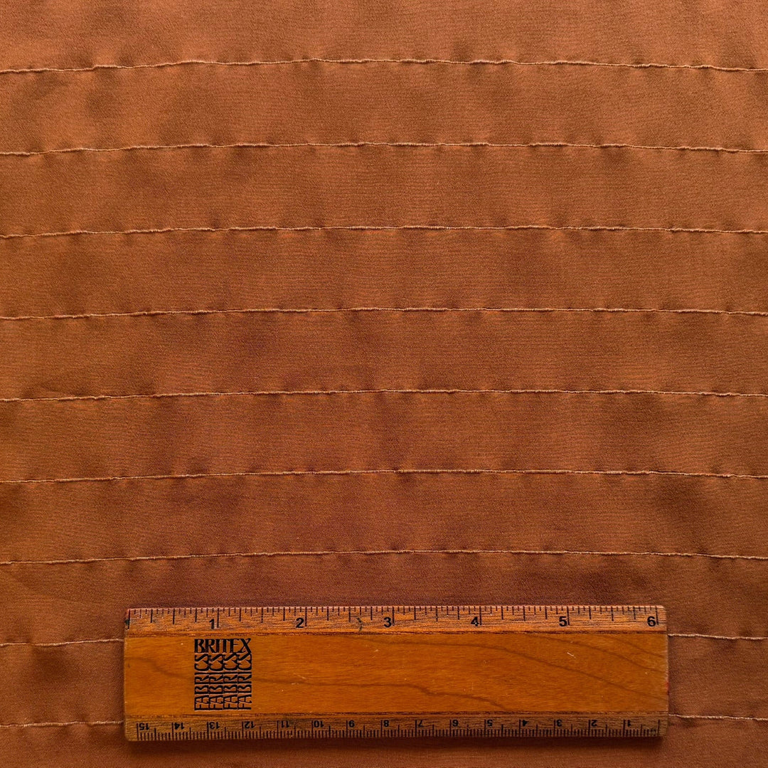 Ralph Lauren Spiced Ginger Stripe Embroidered Silk Blend Crepe de Chine (Made in Italy)