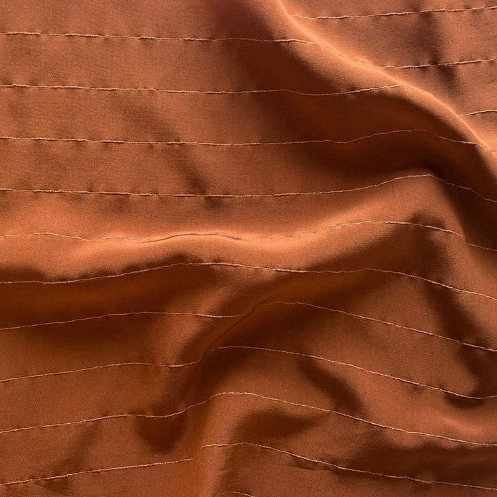 Ralph Lauren Spiced Ginger Stripe Embroidered Silk Blend Crepe de Chine (Made in Italy)