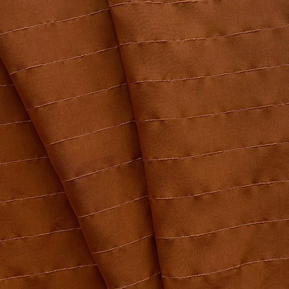 Ralph Lauren Spiced Ginger Stripe Embroidered Silk Blend Crepe de Chine (Made in Italy)