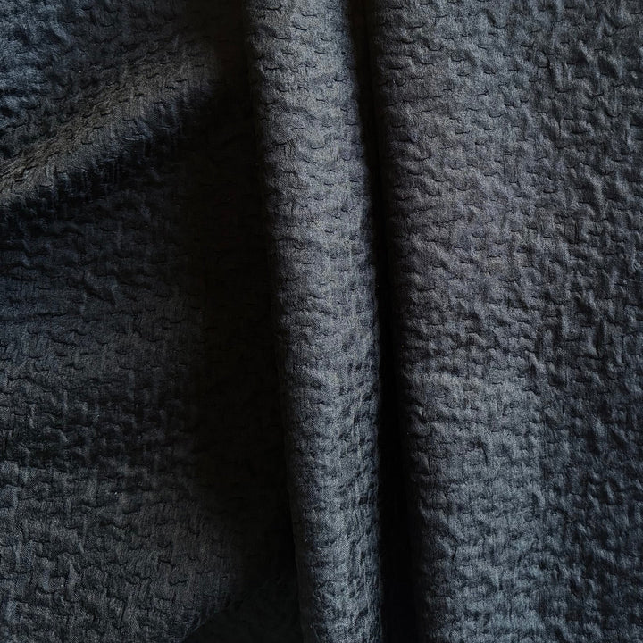 Onyx Subtle Metallic Puckered Silk Blend Charmeuse (Made in Italy)