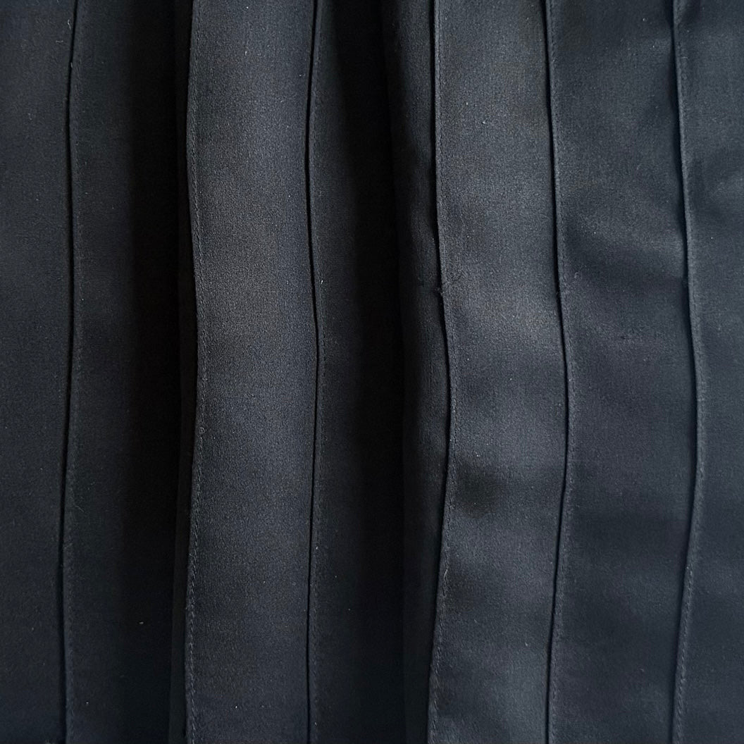 Elegantly Pleated Crows Wing Black Silk Satin Charmeuse (Made in Switzerland)