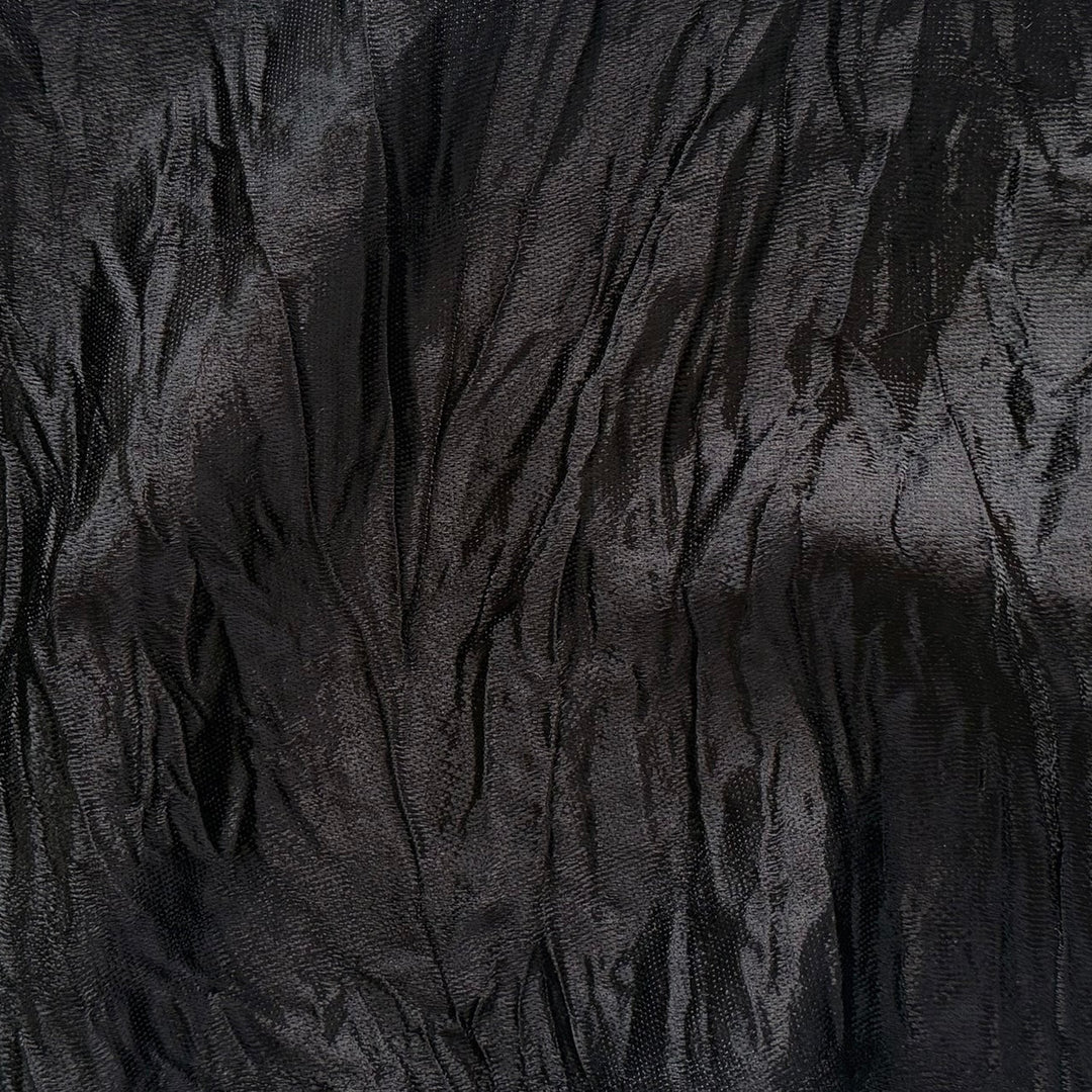 Airy Onyx Black Crushed Silk Satin Blend Charmeuse (Made in Italy)