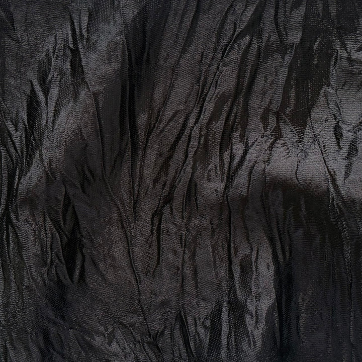 Airy Onyx Black Crushed Silk Satin Blend Charmeuse (Made in Italy)