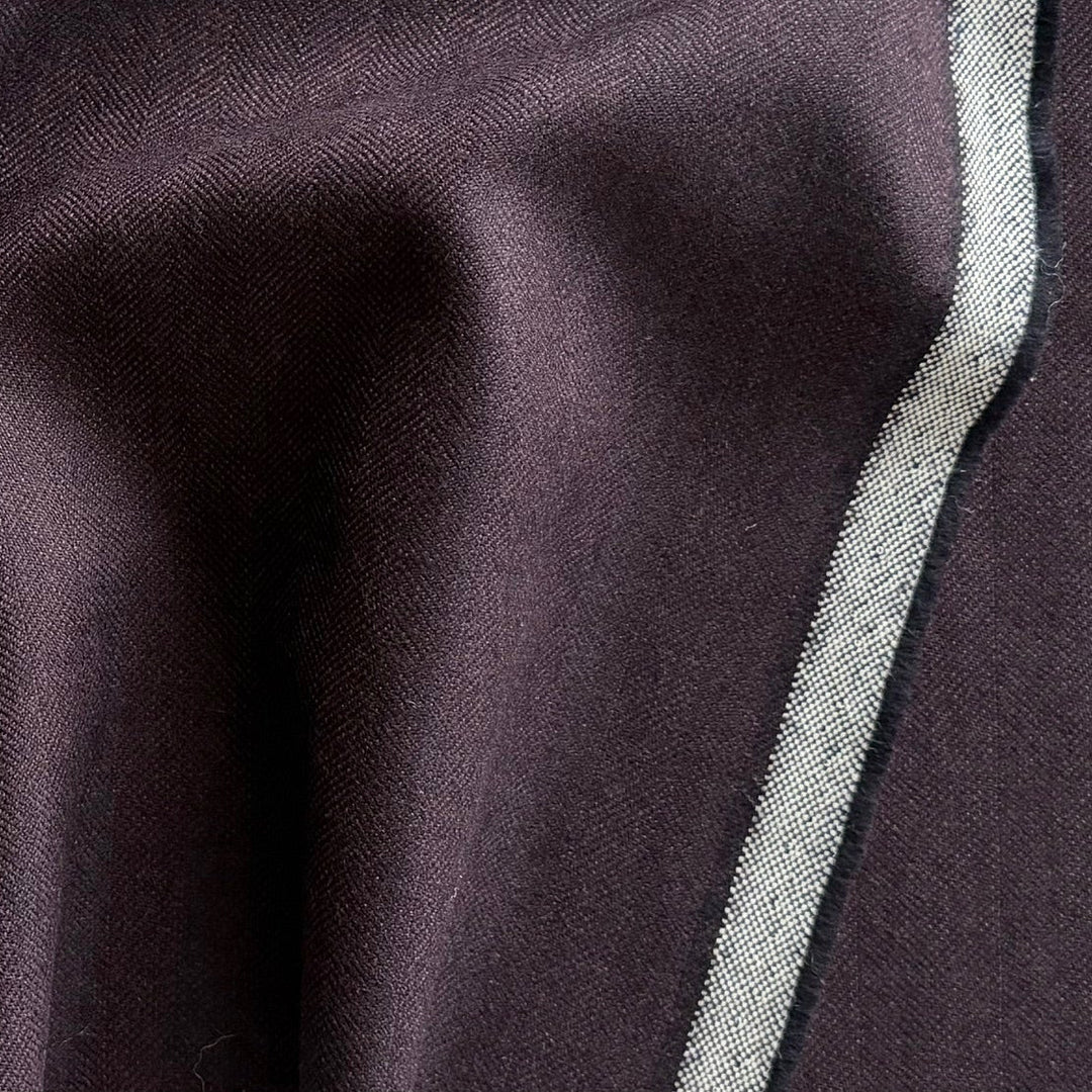 Guabello Navy & Mauve Virgin Wool Herringbone (Made in Italy)