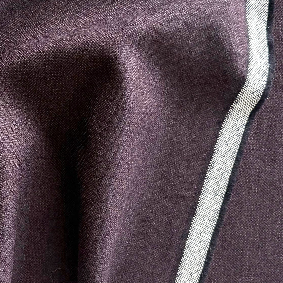 Guabello Navy & Mauve Virgin Wool Herringbone (Made in Italy)
