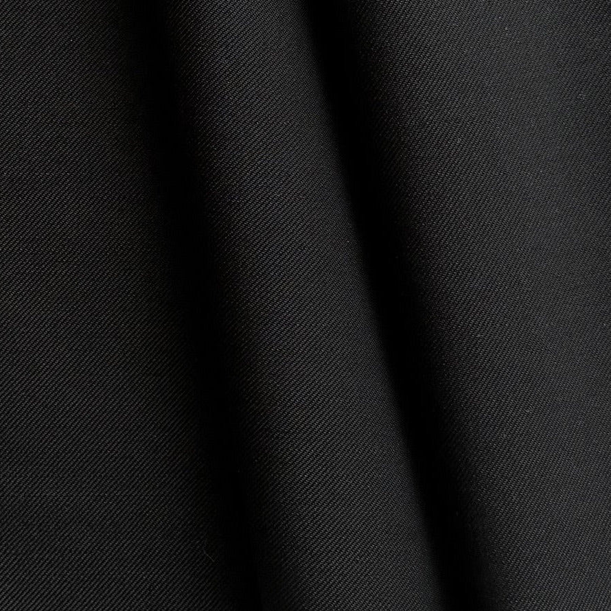 Mid-Weight Jet Black Wool Blend Twill (Made in Japan)