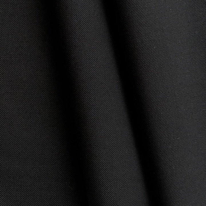 Mid-Weight Jet Black Wool Blend Twill (Made in Japan)