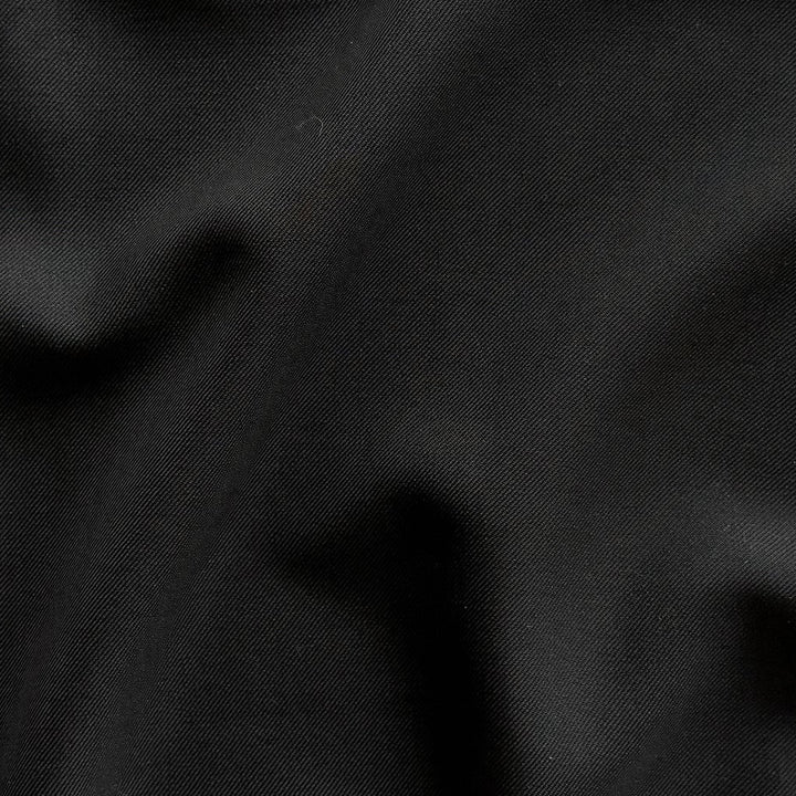 Mid-Weight Jet Black Wool Blend Twill (Made in Japan)