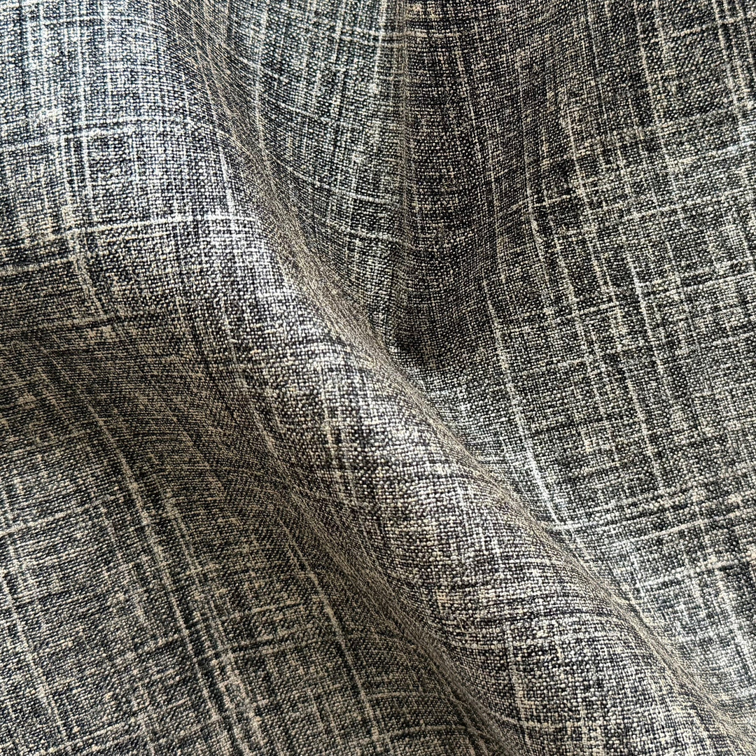 Mid-Weight Burnished Silver & Black Mock Tweed Linen (Made in Poland)