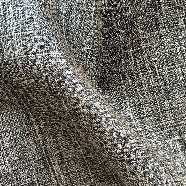 Mid-Weight Burnished Silver & Black Mock Tweed Linen (Made in Poland)