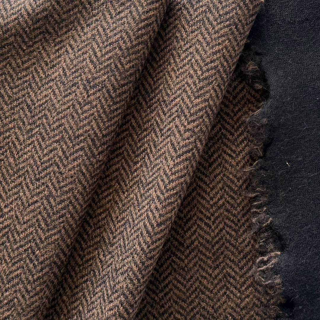 Loro Piana Mocha Herringbone Double-Faced Wool Knit (Made in Italy)