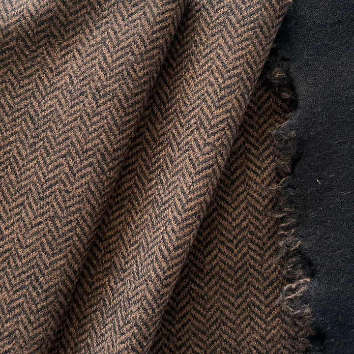 Loro Piana Mocha Herringbone Double-Faced Wool Knit (Made in Italy)