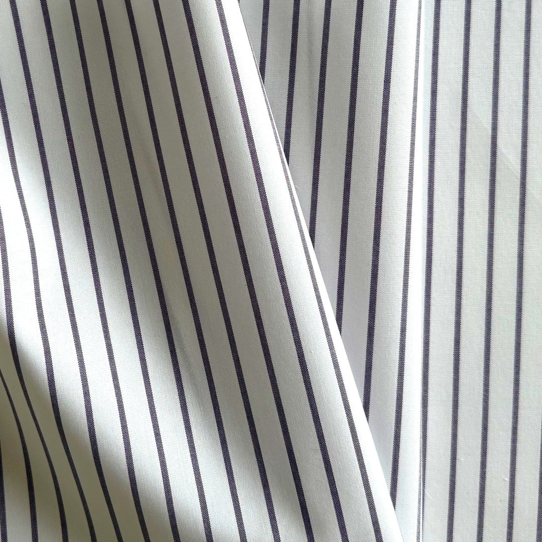 Plum Striped Mock Oxford Stretch Cotton Shirting (Made in Japan)