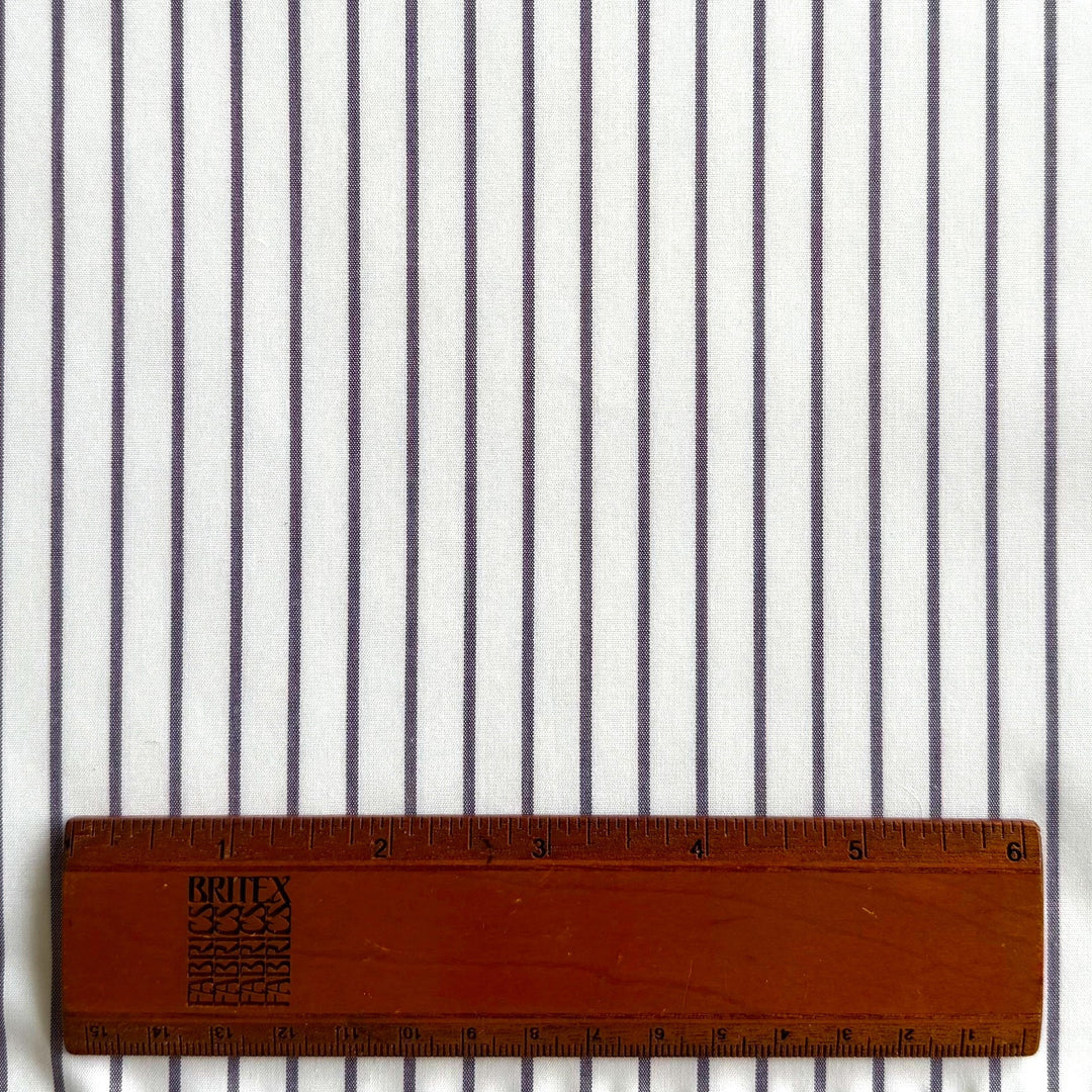 Plum Striped Mock Oxford Stretch Cotton Shirting (Made in Japan)